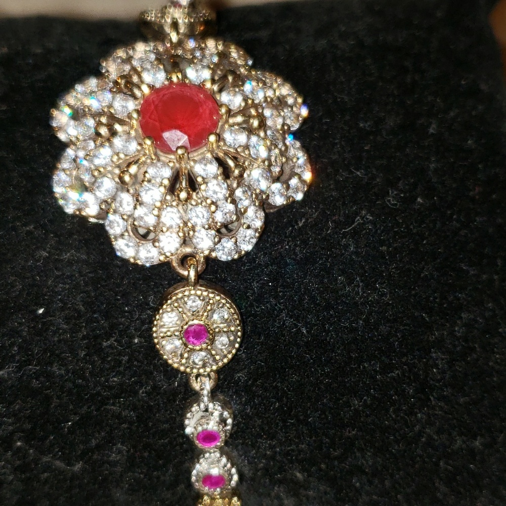 Ruby and White Topaz  Florette Gemstone Br…